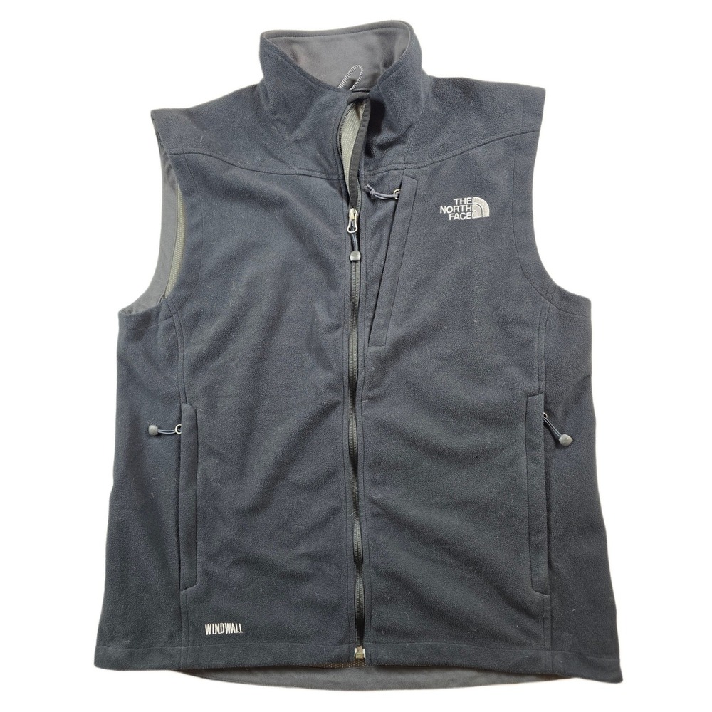 The North Face Fleece Vest Mens Medium Black Polyester Windwall Full Zip Gilet